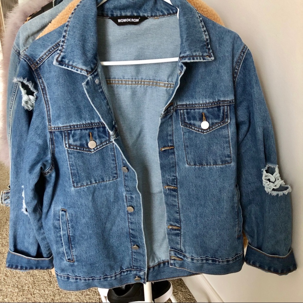Oversized Distressed Denim Jacket